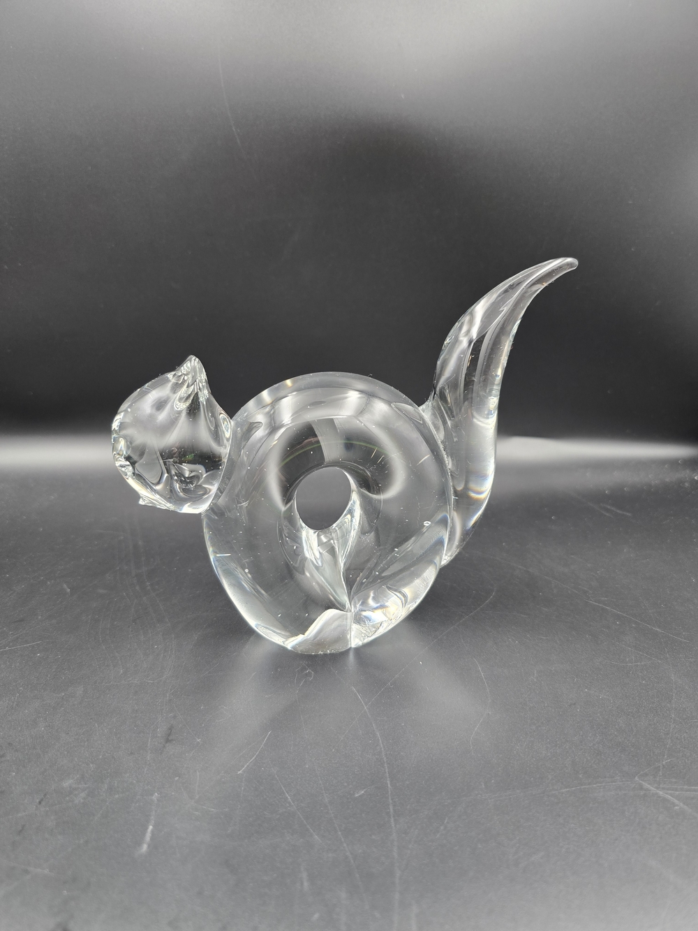 Clear Glass Cat Sculpture Decorative Accent